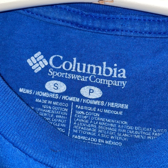 •COLUMBIA•UNISEX BLUE SALTWATER FISH FLAG LOGO SHORT SLEEVE TEE SIZE SMALL - Picture 5 of 6